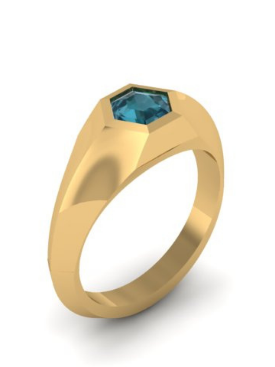Artemis Signet Ring - 0.61ct Teal Sapphire