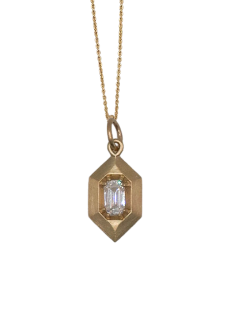 Phoenix Flame Necklace - 0.56ct Fancy White Emerald Cut Diamond