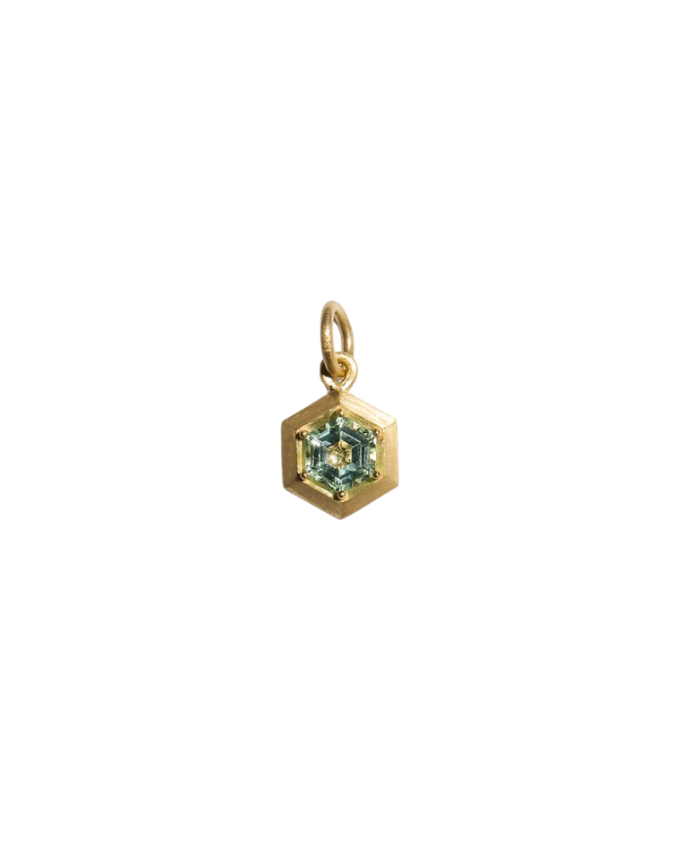 18k Phoenix Flame Necklace - 0.50ct Hexagonal Mint Beryl