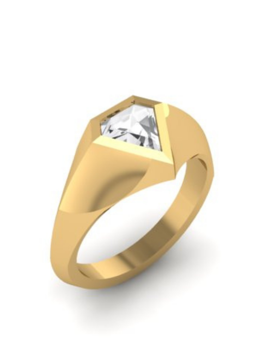 *MADE IN YOUR SIZE* Artemis Signet Ring - 0.64ct Opalescent Diamond