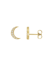Load image into Gallery viewer, Diamond Crescent Moon Studs
