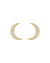 Load image into Gallery viewer, Diamond Crescent Moon Studs
