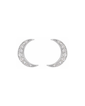 Load image into Gallery viewer, Diamond Crescent Moon Studs
