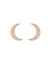Load image into Gallery viewer, Diamond Crescent Moon Studs
