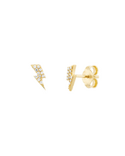 Load image into Gallery viewer, Diamond Lightning Bolt Mini Studs
