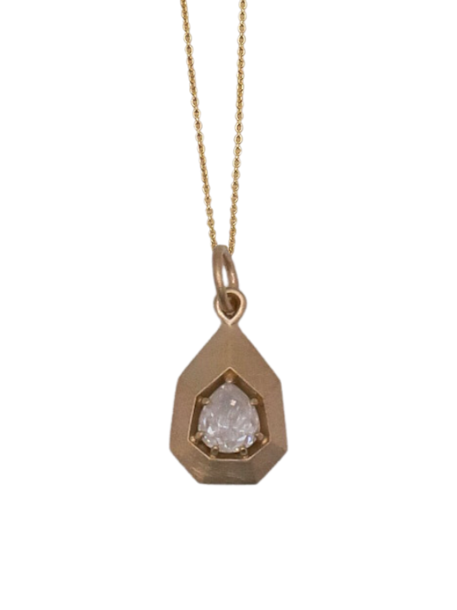 Phoenix Flame Necklace - 0.70ct Fancy White Pear Diamond