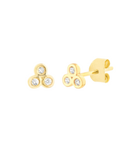 Load image into Gallery viewer, Bezel-Set Diamond Trio Studs
